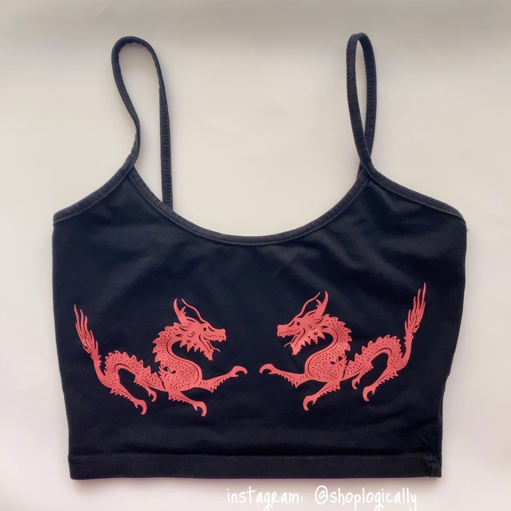 ❌ SOLD ❌ Red Dragon Crop Top Size Small